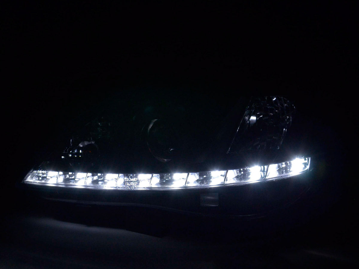 Scheinwerfer Set Daylight LED Tagfahrlicht Opel Corsa C 01-06 schwarz Scheinwerfer Set Daylight LED Tagfahrlicht Opel Corsa C 01-06 schwarz